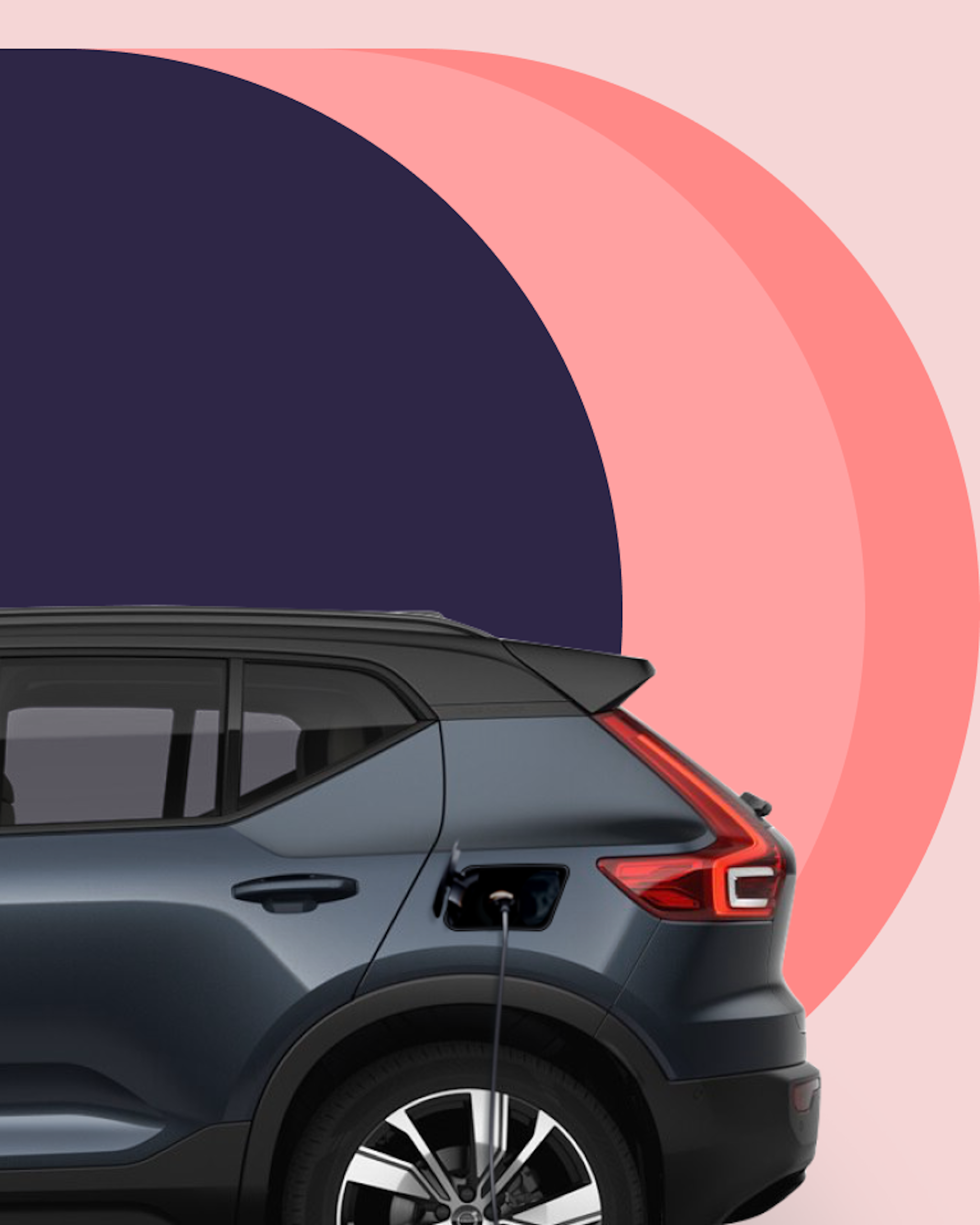Volvo XC40 Recharge from the side with a connected charging cable