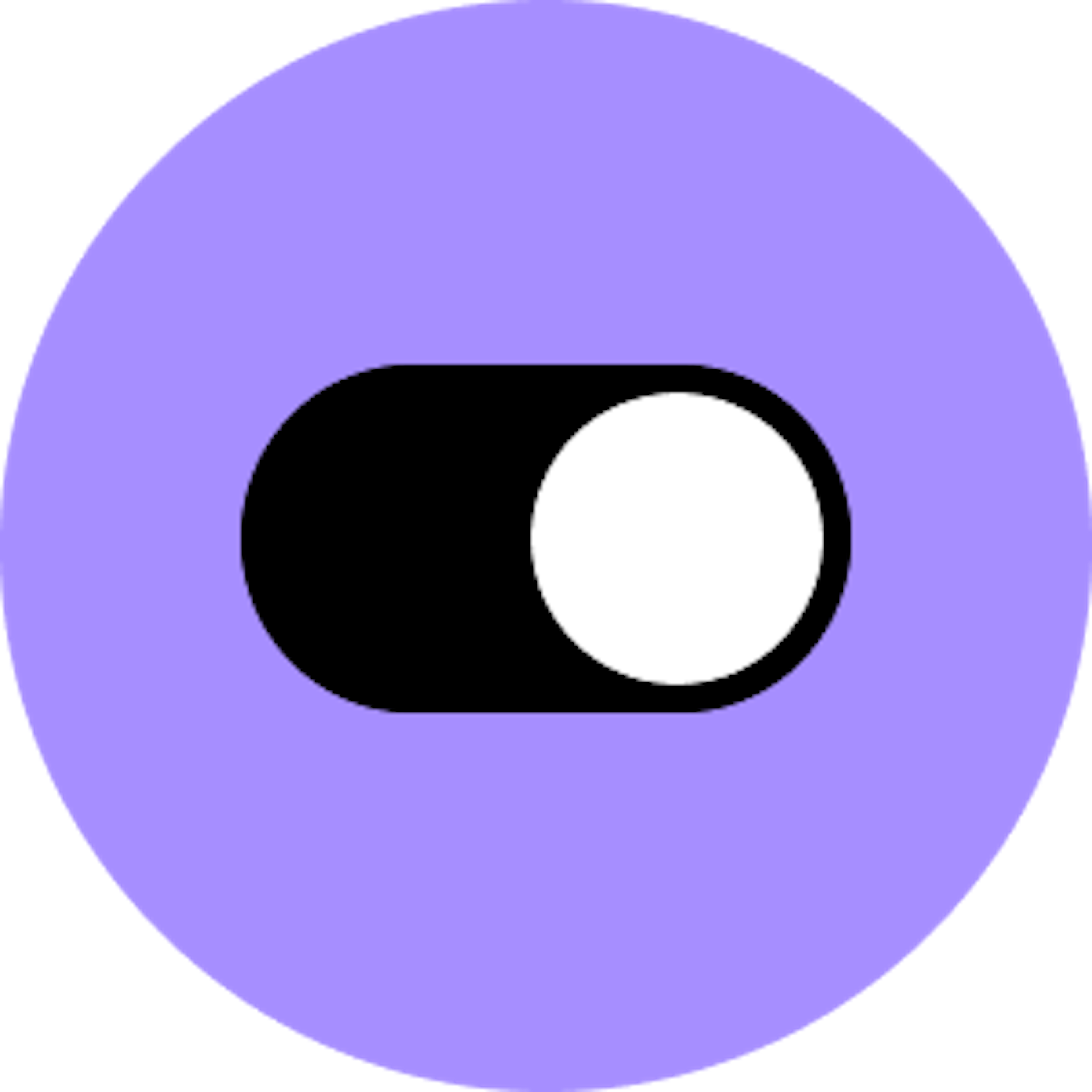 Purple button with black and white toggle icon for Volvo On Demand logo